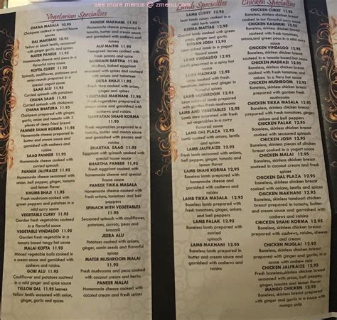 Menu at Tandoori Hut restaurant, Buffalo