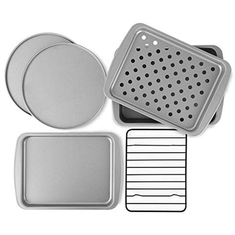 OvenStuff Non-Stick 6-Piece Toaster Oven Baking Pan Set - Non-Stick Baking Pans, Easy to Clean ...