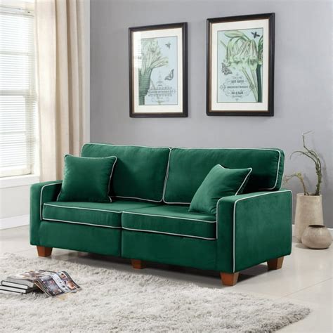 Modern Two Tone Velvet Fabric Living Room Love Seat Sofa (Teal) - Walmart.com - Walmart.com