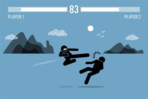 Stick figure fighter characters fighting in a game. - Download Free Vectors, Clipart Graphics ...