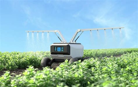 Free Photo | Robot spraying fertilizer in the vegetable garden