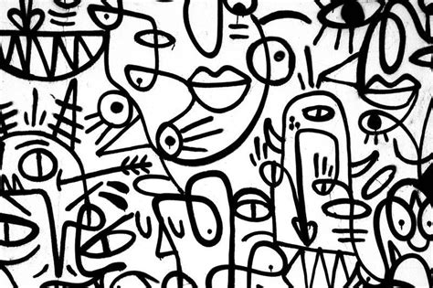 Abstract Faces Painting Mural | Black and white graffiti, Abstract faces, Murals street art