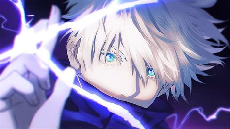 Anime, Jujutsu Kaisen, Blue Eyes, Boy, Satoru Gojo, White Hair, HD wallpaper | Peakpx