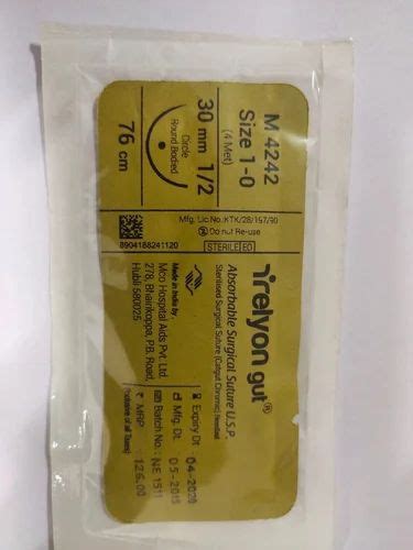 Surgical Sutures - Absorbable Surgical Suture USP Relyon Catgut M 4237, Size 3-0, 76cm, 1/2 ...