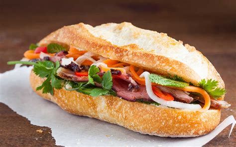 A meat-filled Vietnamese sandwich - Bánh mì thịt - Delicious Vietnam