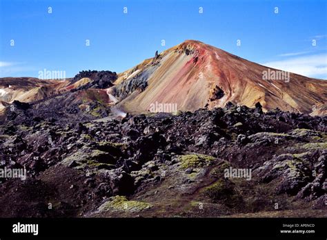 Ryholite mountain and lava flow Landmannalaugar Iceland Stock Photo: 5105100 - Alamy