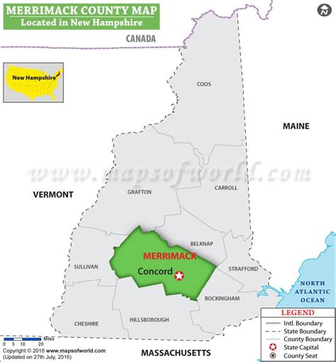 Merrimack County Map, New Hampshire