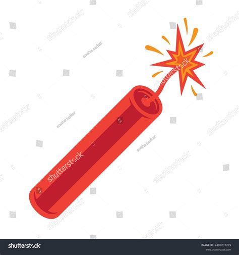 Red Dynamite Stick Icon Burning Fuse Stock Vector (Royalty Free ...