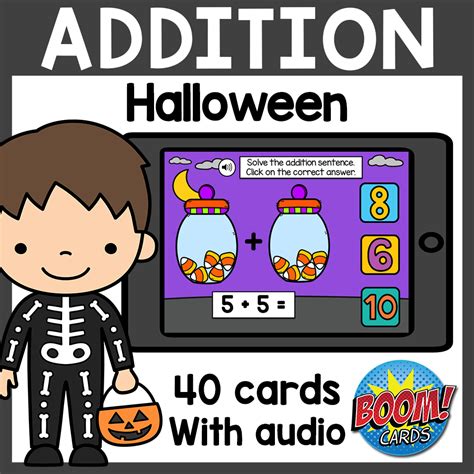 Addition to 10 Boom Cards | Halloween Boom Cards Distance Learning | Made By Teachers