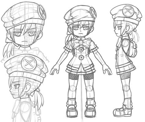 Small girl anime character Blueprint - Download free blueprint for 3D modeling