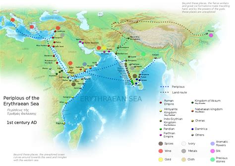 Periplous of the Erythraean Sea, from a 1st century Greek account of trade in the Indian Ocean ...