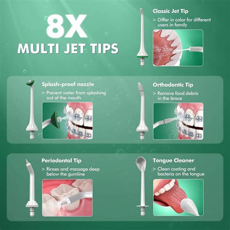 Water Flossers for Teeth, Cordless Water Flosser with 8 Jet Tips, Rech – VictSing