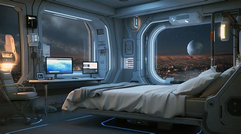 Free picture: Futuristic interior design of bedroom and workplace