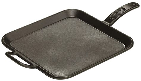 Lodge Pro-Logic 12 Inch Square Cast Iron Griddle. Pre-Seasoned Grill Pan with Dual Handles ...