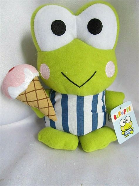 Keroppi Hello Kitty Plush Frog w/Ice Cream Cone Sanrio Stuffed Animal 8" w/tags | #3104385846