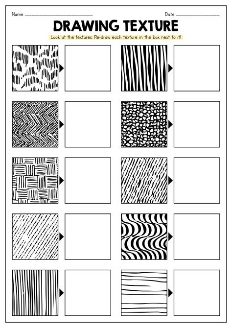 Drawing Texture Worksheet Middle School Art Projects, Art Lessons Middle School, Elementary Art ...