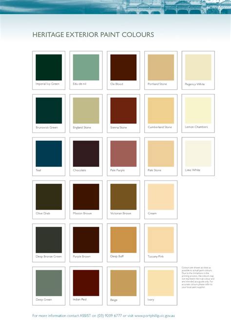 the color chart for heritage exterior paint colours