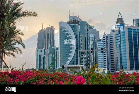 Qatar capital city Doha skyline with high rise buildings Stock Photo - Alamy