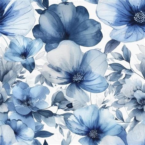 Blue pastel watercolor flowers seamless pattern, created with generative AI 22403159 Stock Photo ...