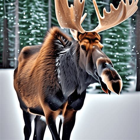 Moose in Snow · Creative Fabrica