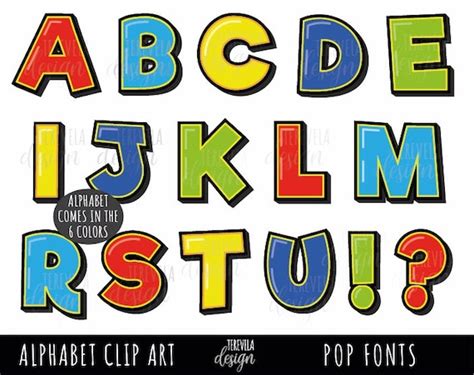 POP FONTS Clipart Comic Alphabet Clipart Pop Art Font Super - Etsy