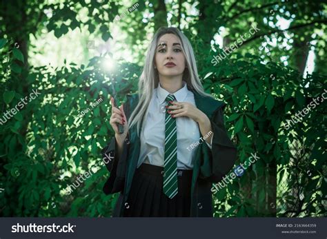 Girl Magic Wand Wizards Cosplay School Stock Photo 2163664359 ...