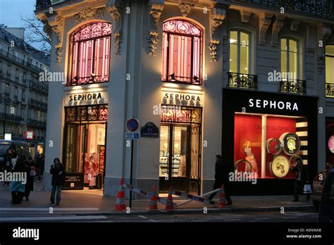 Sephora perfume and cosmetics shop in Paris France at dusk Stock Photo: 3278250 - Alamy