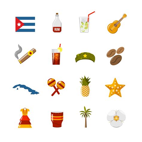 Flat Color Isolated Cuba Icons 466845 Vector Art at Vecteezy