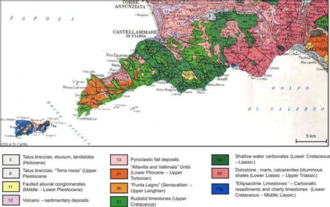 Simplified geological map of the Sorrento Peninsula | Download Scientific Diagram