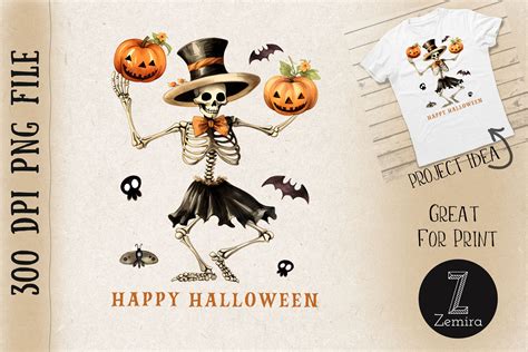 Happy Halloween Dancing Skeleton Graphic by Zemira · Creative Fabrica