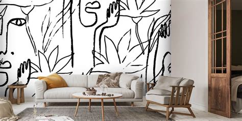 Black and White Pose Wall Mural | Wallsauce UK