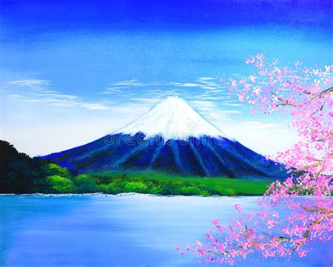 Fuji mountain painting stock illustration. Illustration of flourish - 29141073