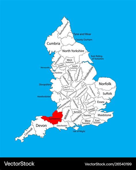 Map somerset south west england united kingdom Vector Image