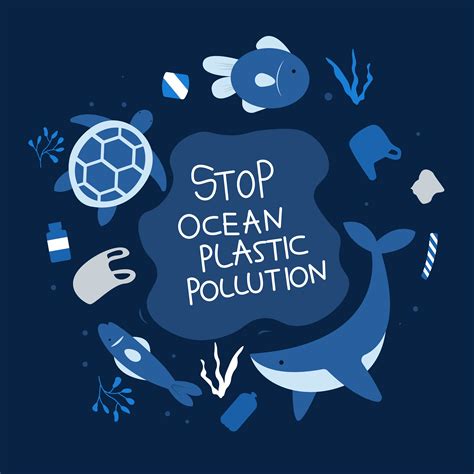 Stop ocean plastic pollution poster 1872912 Vector Art at Vecteezy