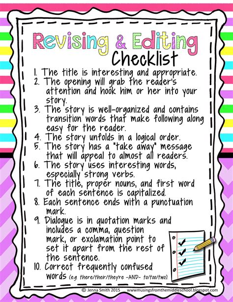 Revision Editing And Proofreading Checklist