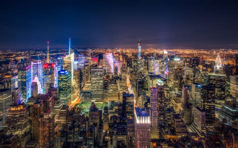 Aerial photography of New York cityscape at night HD wallpaper ...