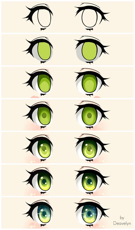 Cute green eyes Steps | Anime drawings tutorials, Anime eye drawing ...