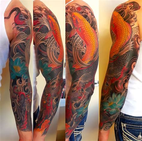 Koi Fish Sleeve Tattoo Idea