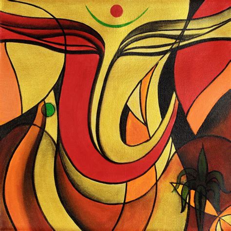 Abstract Ganesha Paintings On Canvas - Painting Photos