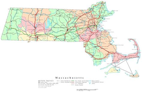 Massachusetts Printable Map