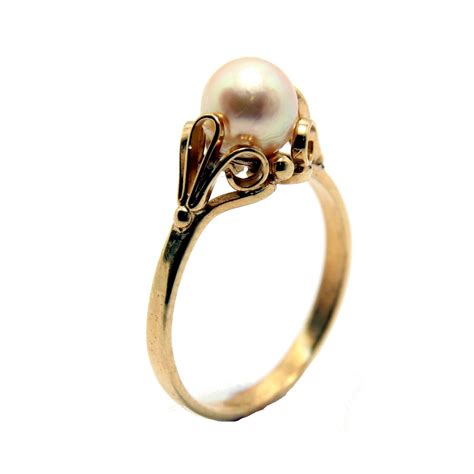 Elegant Pearl Ring 14k Yellow Gold Unique Engagement Ring June Birthstone | eBay