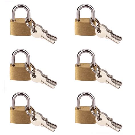 6 PCS 20 MM Small Metal Padlock Mini Brass Tiny Lock Travel Luggage Suitcase Bag Padlocks With ...