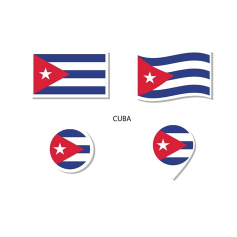 Cuba flag logo icon set, rectangle flat icons, circular shape, marker with flags. 9798398 Vector ...