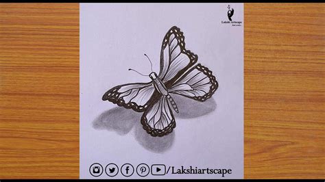 How to Draw 3D Butterfly || 3D Butterfly Drawing step by step || lakshiartscape - YouTube