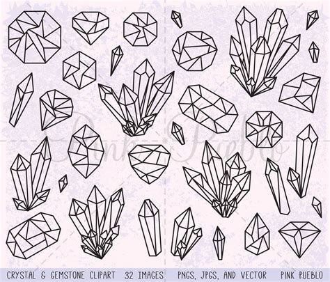 Crystal Clipart Crystal Clip Art Gemstone Clipart Gemstone - Etsy UK