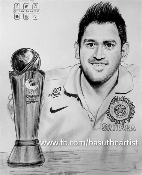 ms dhoni pencil sketch