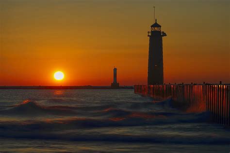 Kenosha Lighthouse at Sunup Photograph by Dale Kauzlaric - Pixels