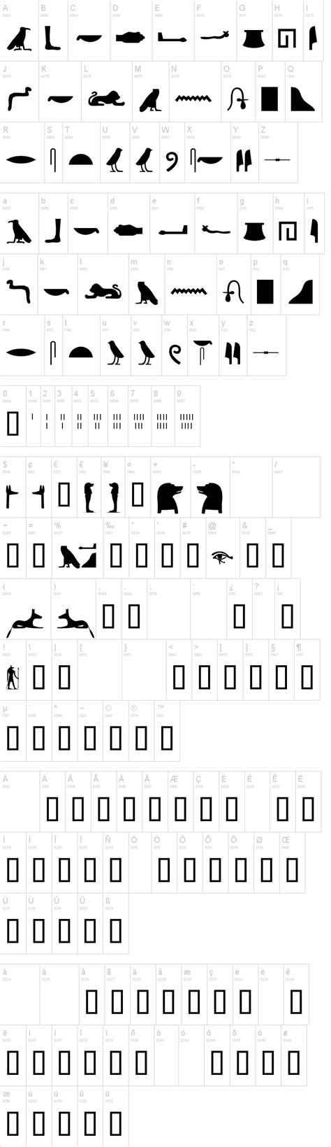 Egyptian Hieroglyphs Silhouette Font | dafont.com