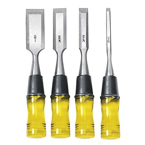 Wood Chisel Set with Clear PVC Handle, 4 Piece