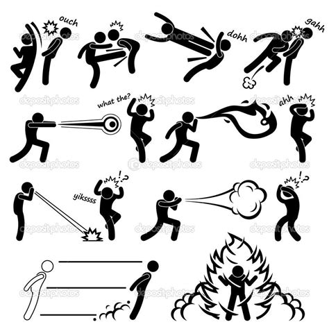 Kungfu Fighter Super Human Special Power Mutant Stick Figure Pictogram Icon — Stock Illustration ...